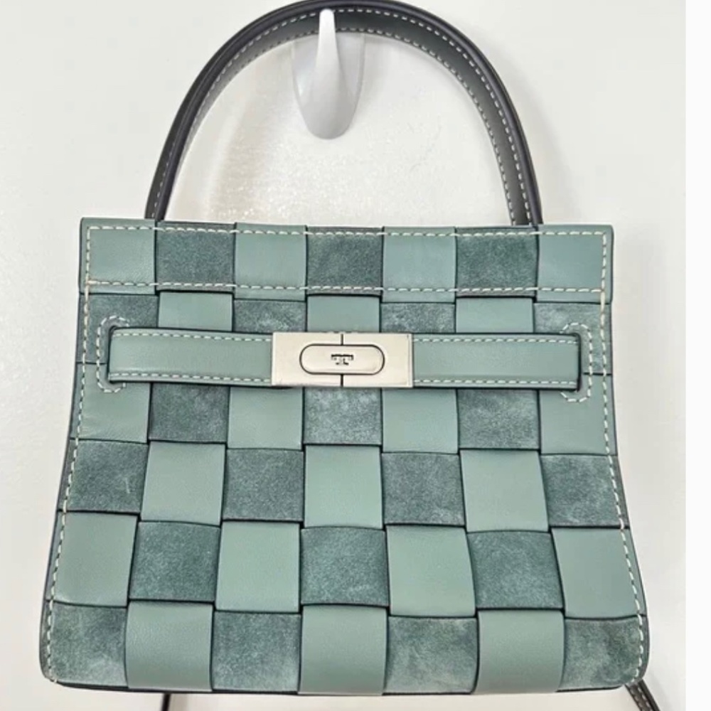 Tory Burch Lee Radziwill Woven Petite Double Bag Crossbody